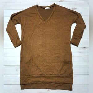 Reb & J V-Neck Longsleeve Brown Sweater dress with Pockets in Brown Medium - New